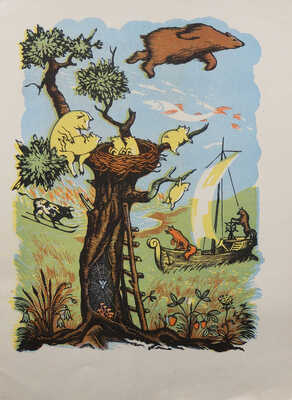 Диковинки. Народные песенки и потешки собрал и обработал М. Булатов / Гравюра на линолеуме В. Бибикова. М.», 1949.